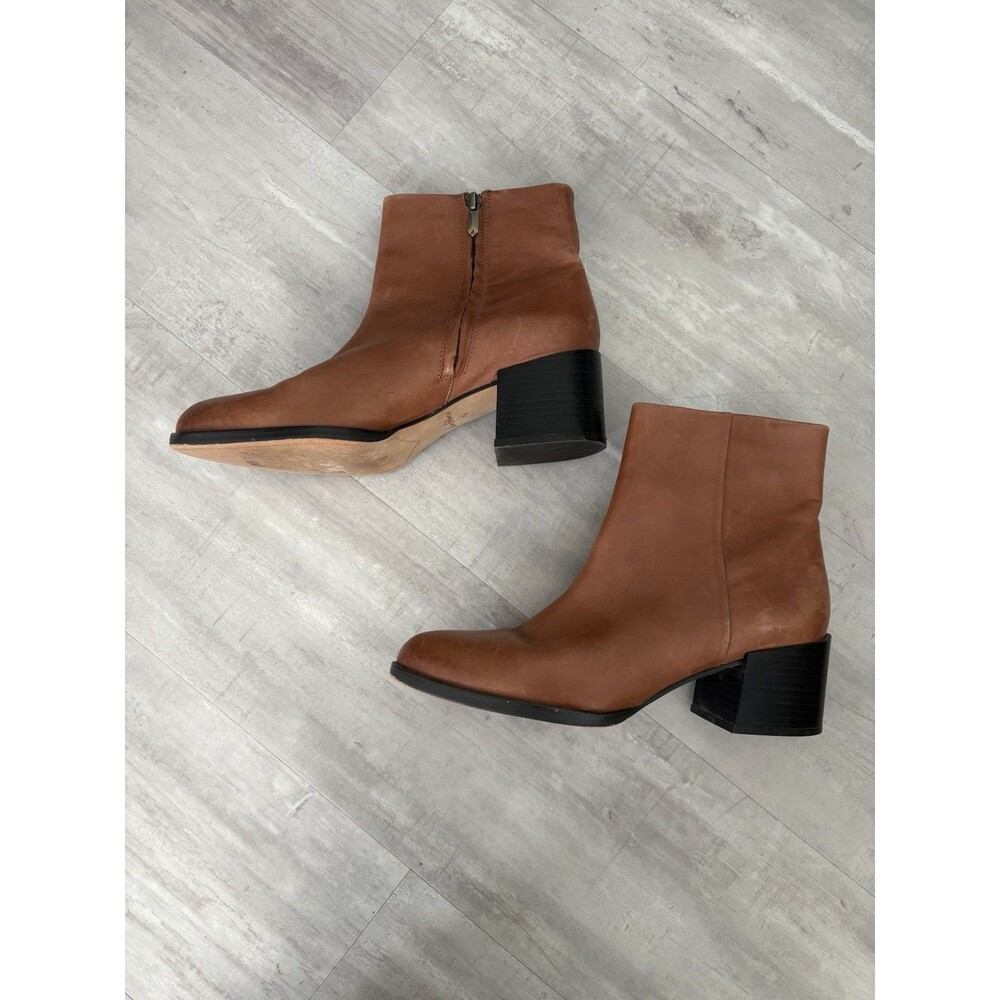 Sam Edelman Joey Ankle Boots Womens Size 9.5M EUR 39.5 Tan Leather Zip
